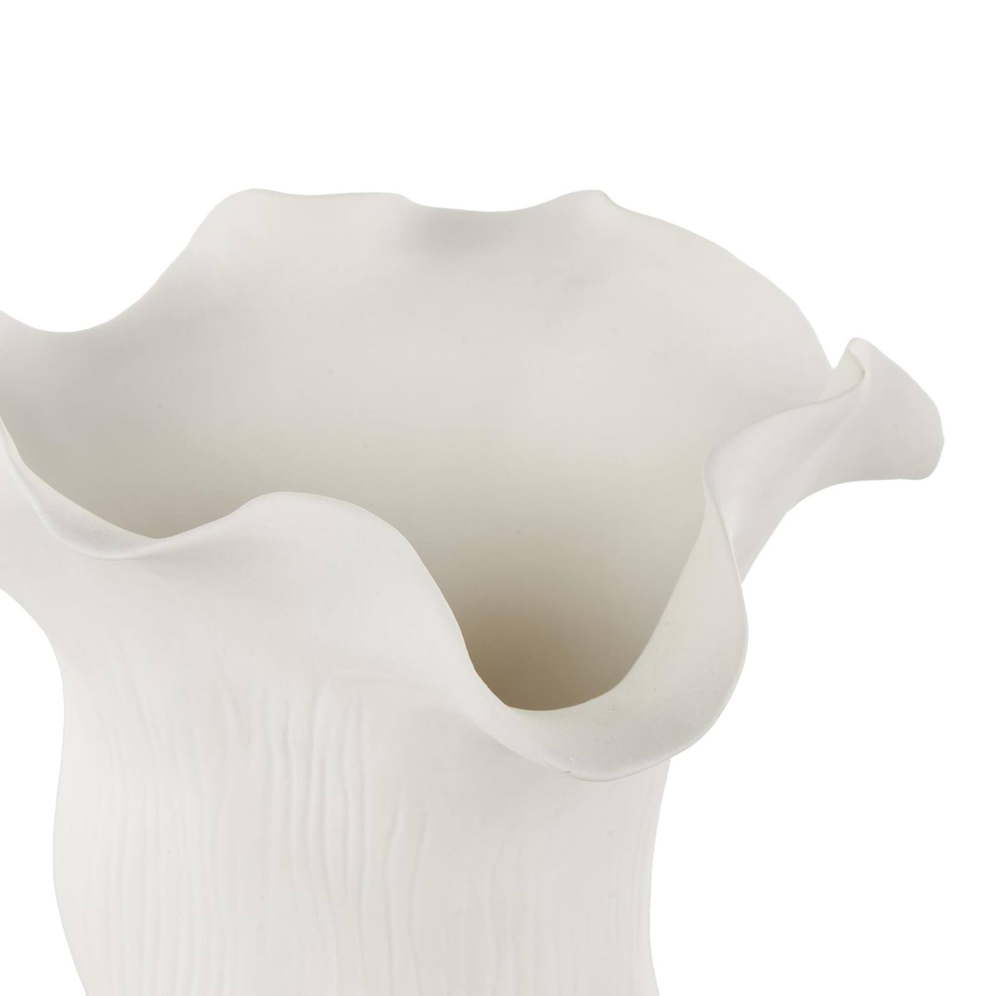 10.5" White Abstract Floral Ceramic Vase
